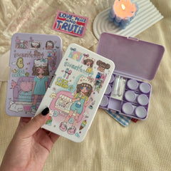 علبة عدسات لاصقة ملونة "فتاة حلوة القلب"